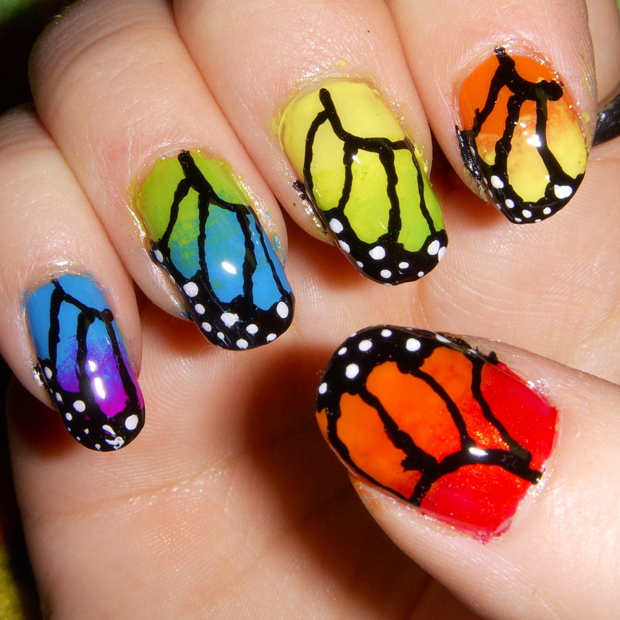 2013 loveliness style butterfly nail art