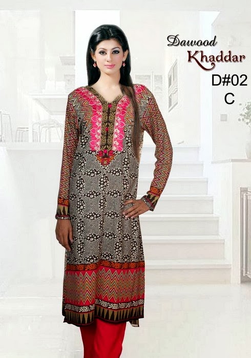 Dawood printed Winter dress Collection 2013-14