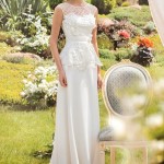 Papilio cap-sleeve-peplum wedding dress