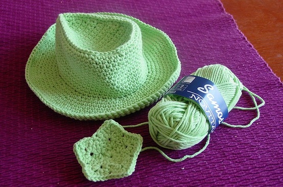 beautiful color Crochet Cowboy style hat