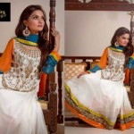 white and coloeful winter dress by Zunaira Lounge