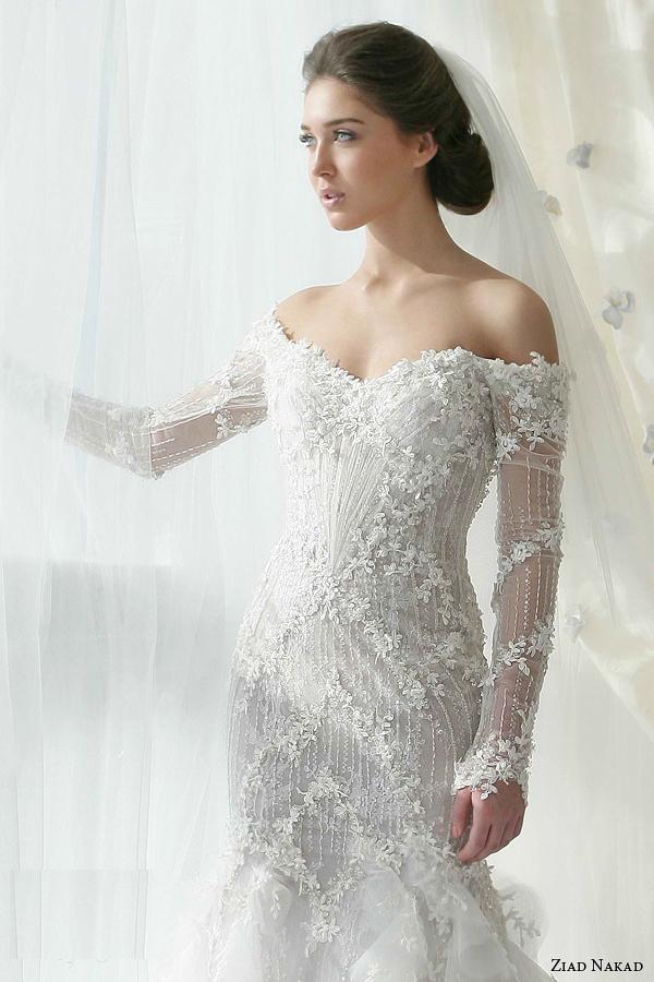 ziad-nakad-bridal wedding-dress-off-shoulder long sleeves