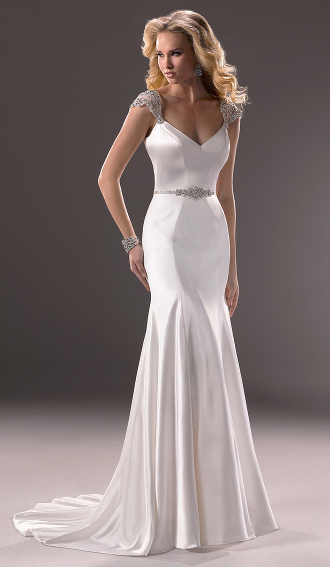3 two wide shoulder straps Maggie Sottero 2014 wedding gown