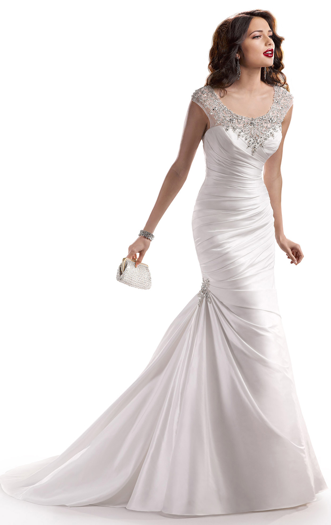 7 neckline embroidered Maggie Sottero 2014 wedding gown