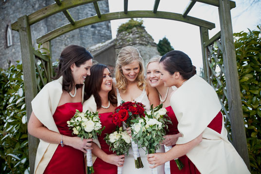 Bridesmaids Red Winter Wedding Kildar design collection