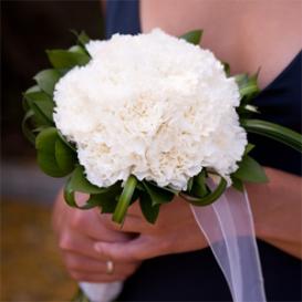 Classic White Carnation Bridesmaids Bouquet