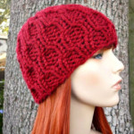 mehroon color winter Hand Knitted hat