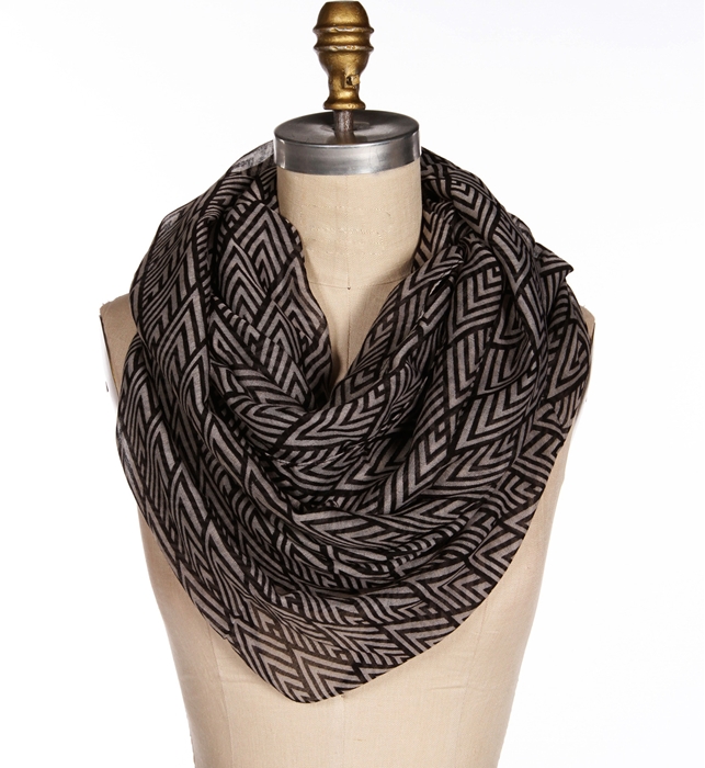 2 light gray chevron Tribal Infinity Scarf 201