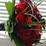 Red Rose and Black Gerbera Hand-Tied Bouquet collection