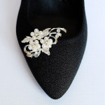 black color Bridal Shoe Clips Pearl Crystal Rhinestone