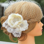 ideas of cream birdcage veil 2014