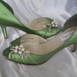 lighte green color Bridal Shoe Clips Pearl Crystal Rhinestone 2014