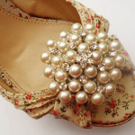 printed Bridal Shoe Clips Pearl Crystal Rhinestone