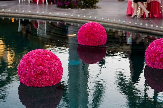 1 Outdoor Wedding Floating pink Flower ideas 2014