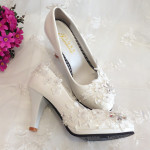 decorated with lace flowers Bridal lace shoes