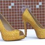 high heels crystalgolden shoes for bridal 2014