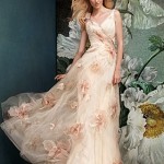 peach color Alena Goretskaya 2014 Weddding Dress for women (1)