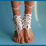 white color Crochet Tan Barefoot Sandals for women 2014