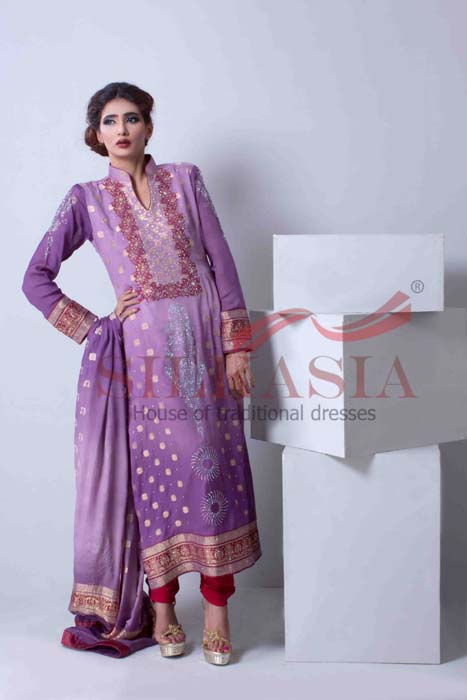 2 purple color women wear dress by Silkasia chiffon