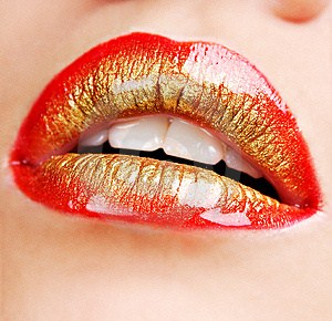 2 red and golden color lips lipstick ideas 2014