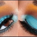 beautiful turquoise eye makeup with golden embellishment