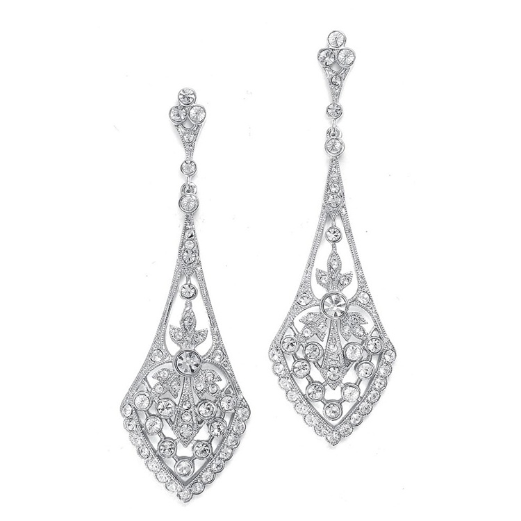 3 beautiful long Bridal Earring silver