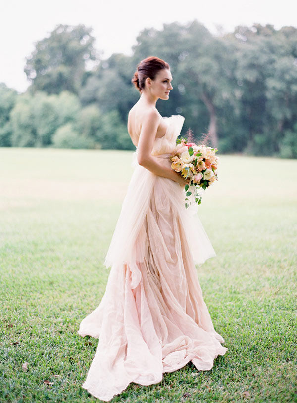 baby pink color Bridal wedding wear gown Trends 2014