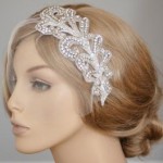 bride white hairpiece for weddng