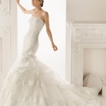 lace-and organza strapless mermaid dress