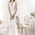 lovely wedding wear v neck wedding dress