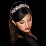 long black hairstyle with bridal tiara