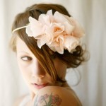 peach color wedding headpiece in different style