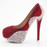 rec and silver color Womens Rhinestone shoe