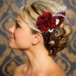 red flower wedding headpiece