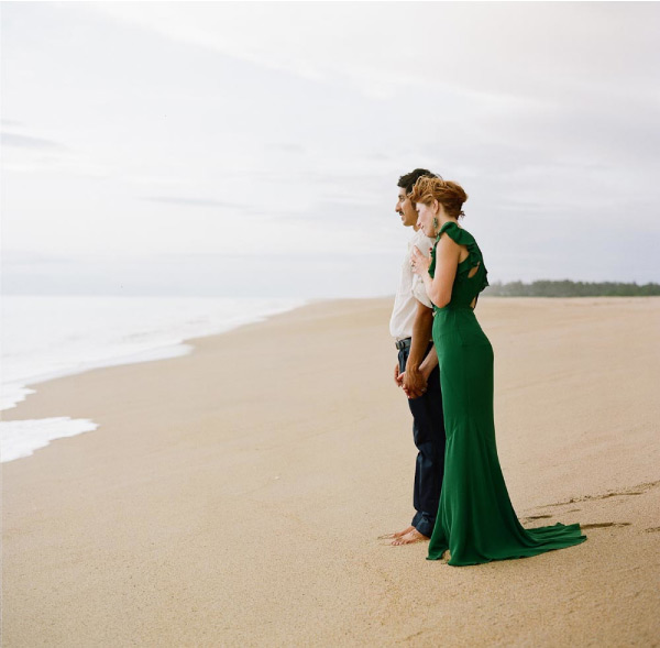 2 green color Mexican Beach Wedding dress