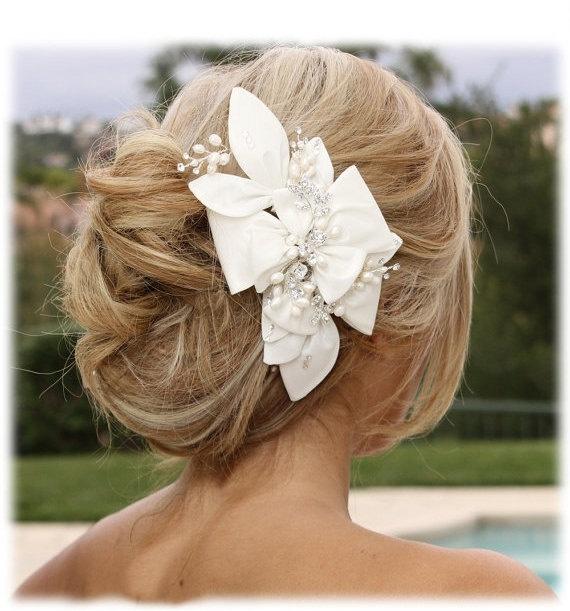 bridal headpiece in white color