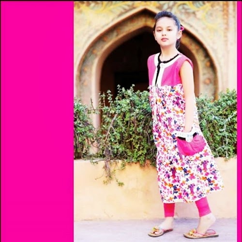 pink printed dress for girls by Pareesa