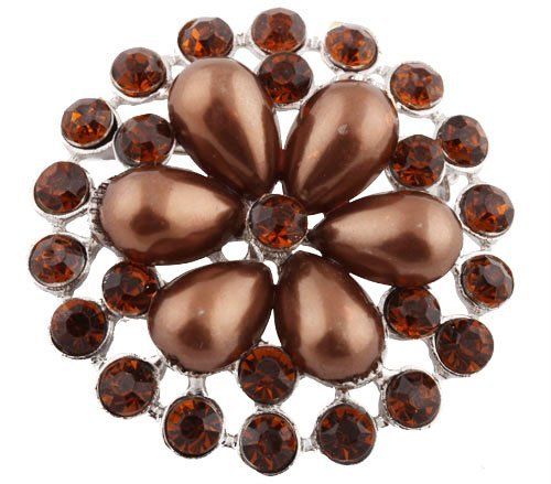 1 brown color pearls flower style pin