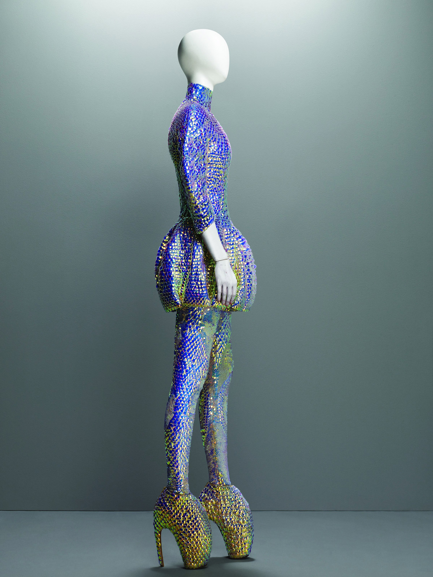 blue color stunning Alexander McQueen Dress
