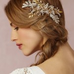 golden color bridal hair piece