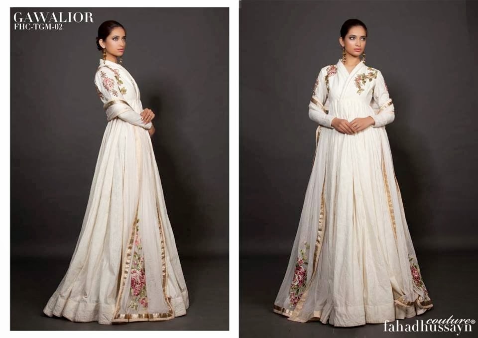 white color fullsleevess bridal weaer Fahad Hussayn dress