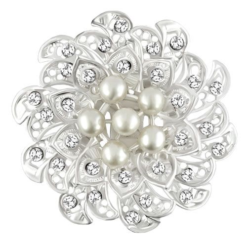 white color pearls flower style pin