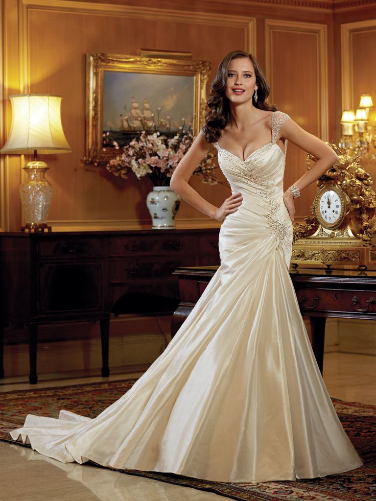 1 Cap-sleeve slim gowns dresses for wedding 2014 (3)