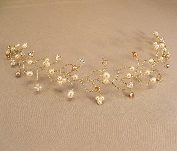 2 crystal gold wire tiara for girls