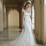 Cap-sleeve slim gowns dresses for wedding 2014 (7)