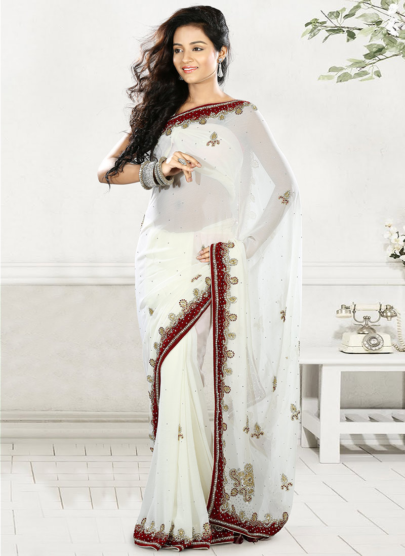 colorful Net embroidered saree collection for girls (1)