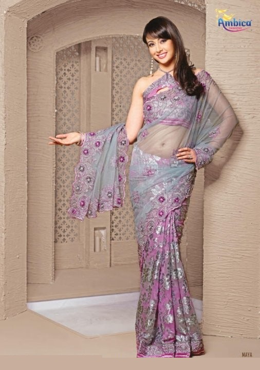 colorful Net embroidered saree collection for girls (3)