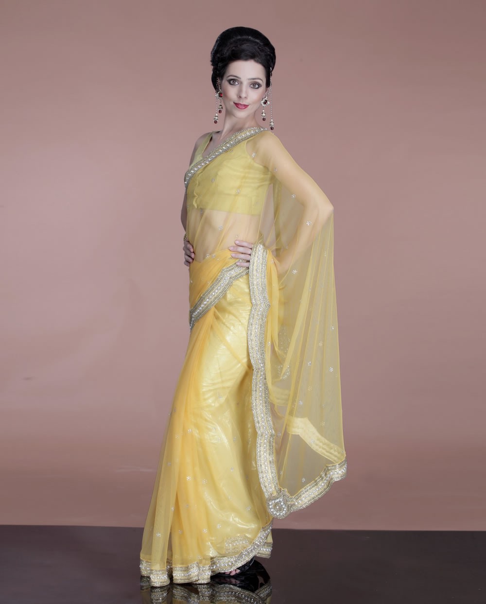 colorful Net embroidered saree collection for girls (4)