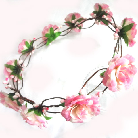 1.pink flower handmade tiara for stylish women