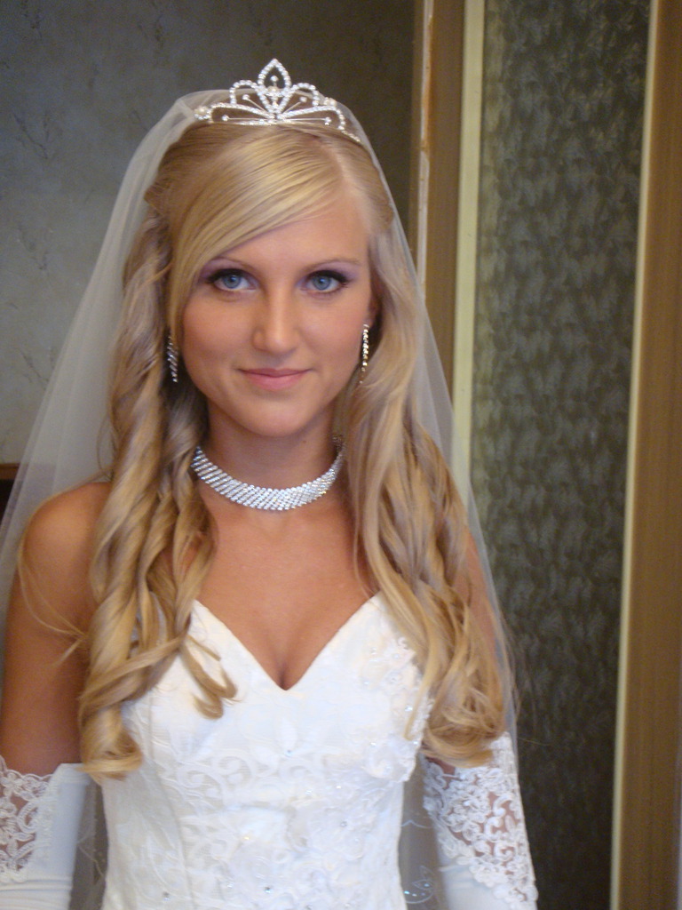 beautiful bridal tiaras hair down